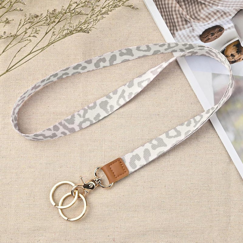 Knagsfa Lanyards for Keys, Neck Lanyards for ID Badges with Metal Hook, Cute Keychain Lanyard for Women, Apricot Leopard - Image 5